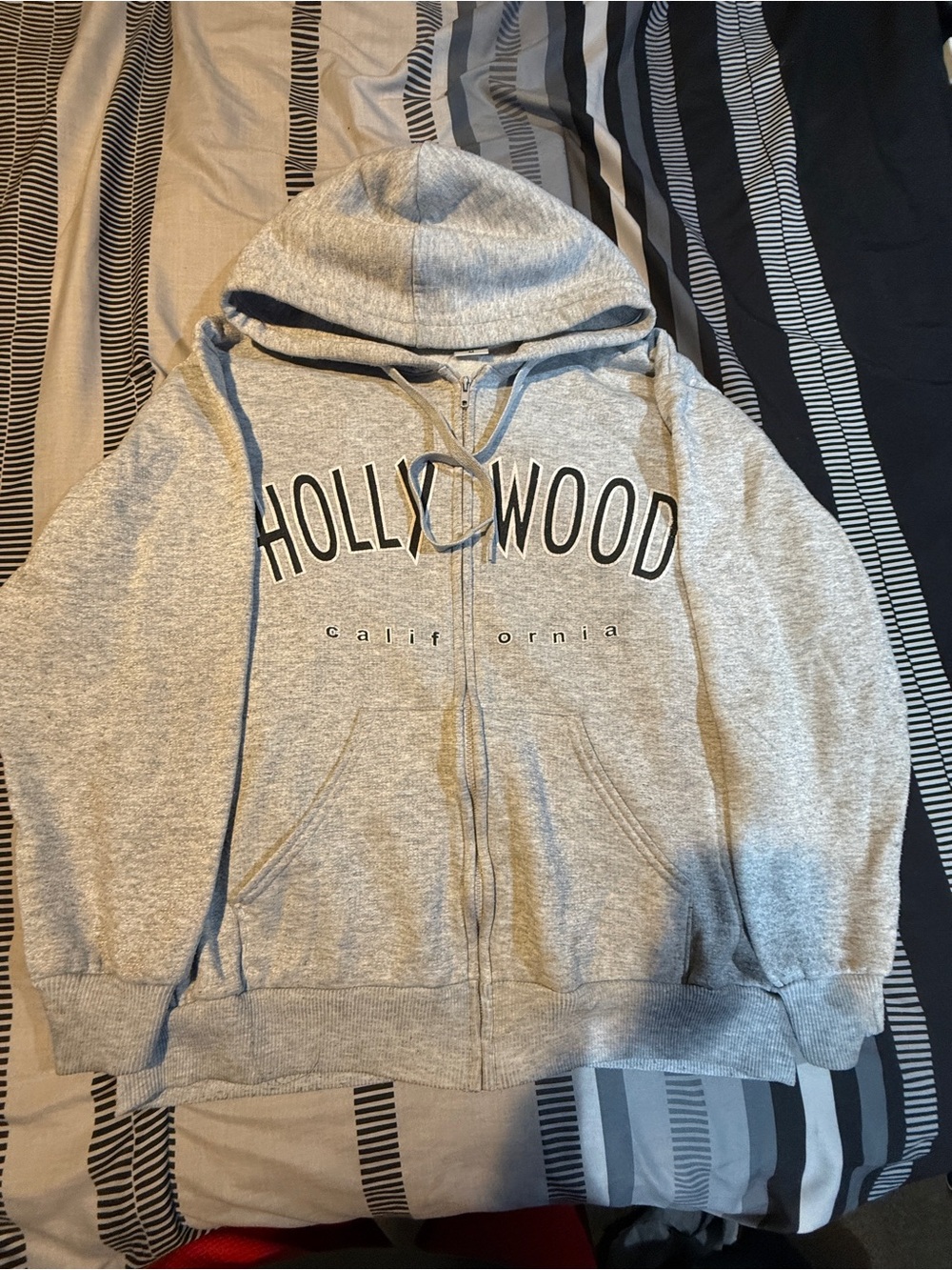 Men's Hollywood California Gray Zip-Up Hoodie